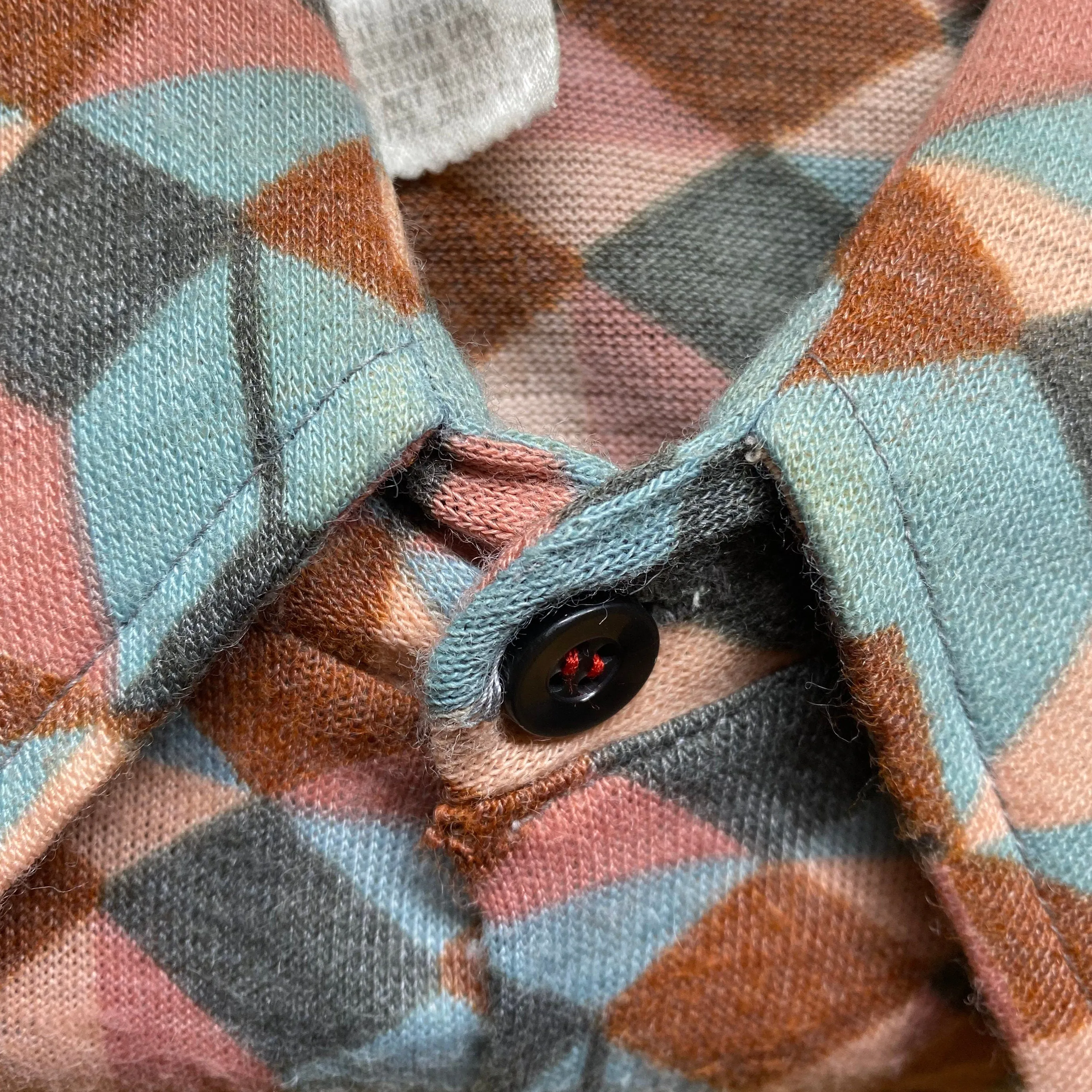 70s Optical Illusion Knit Disco Shirt - Men's Small