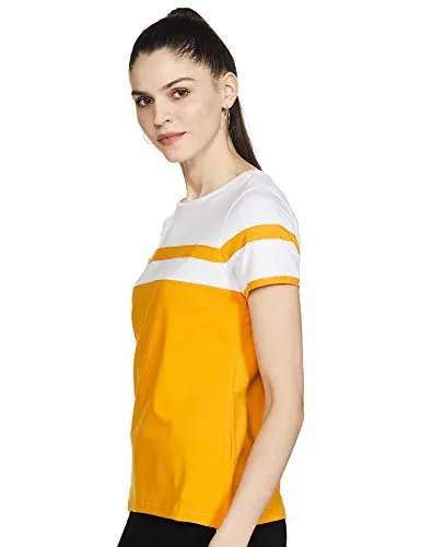 Amazon Brand - Symbol Women's Regular T-Shirt (AW20SYTSMPB10_Mustard L)