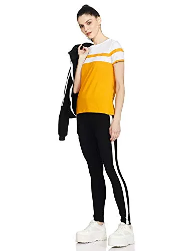 Amazon Brand - Symbol Women's Regular T-Shirt (AW20SYTSMPB10_Mustard L)
