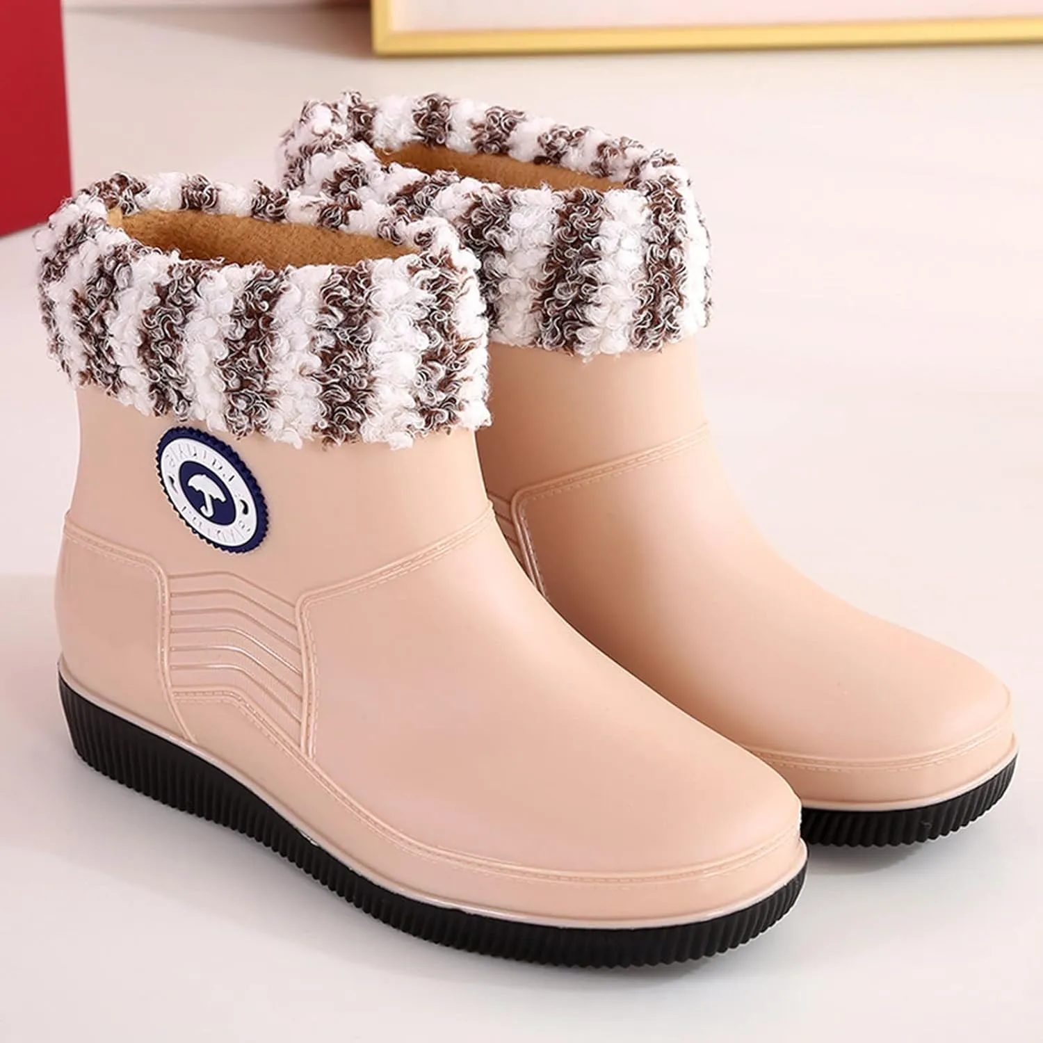 AMDBEL Rain Boots For Women, Women's Mid Calf Rain Boots Waterproof Garden Rain Shoes Anti-Slipping Rainboots for Ladies