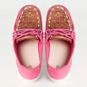 American Darling ADFT133FU4 Hand tooled carved genuine leather trim lightweight shoe footwear slip on