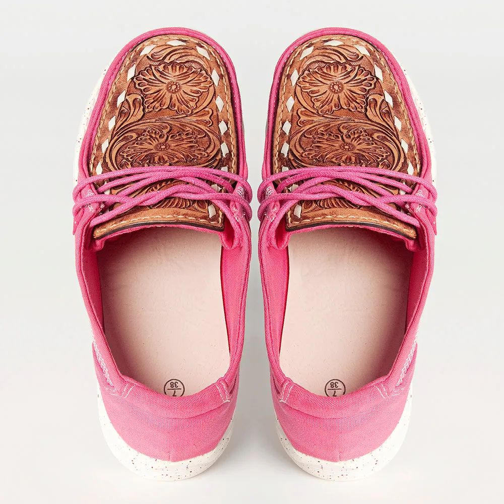 American Darling ADFT133FU4 Hand tooled carved genuine leather trim lightweight shoe footwear slip on