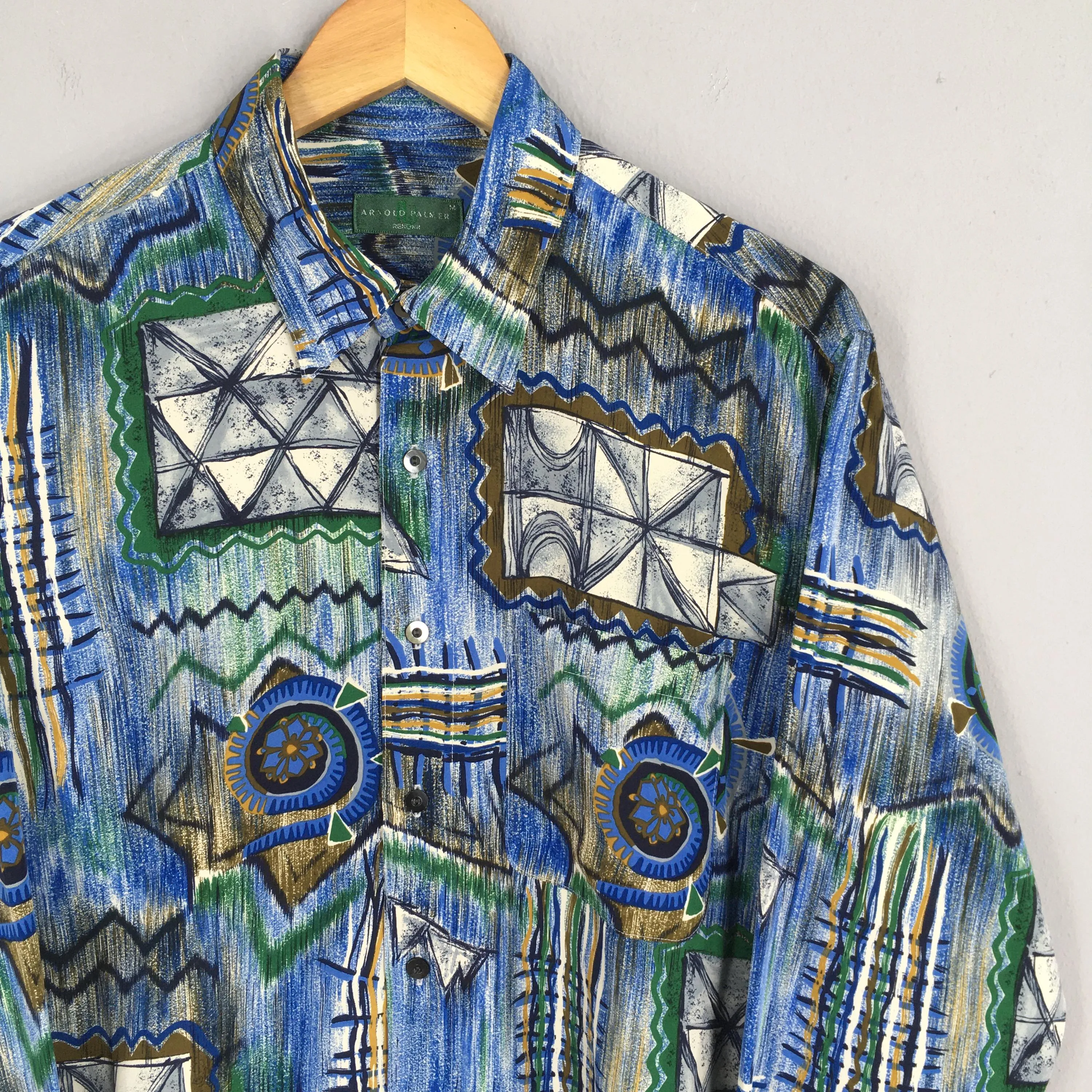 Arnold Palmer Abstract Blue Shirt Medium