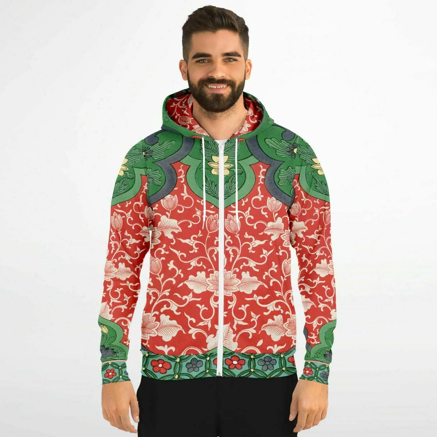 Art Nouveau Zip Hoodie With Vintage Artwork by Owen Jones