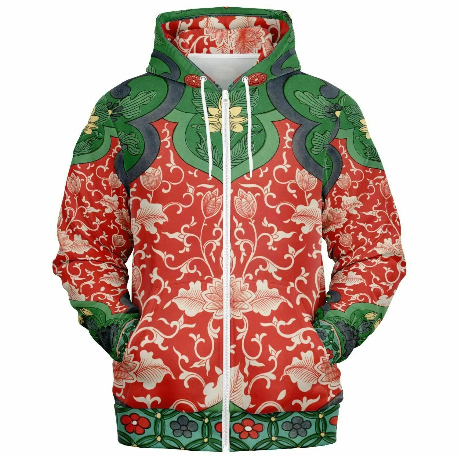 Art Nouveau Zip Hoodie With Vintage Artwork by Owen Jones