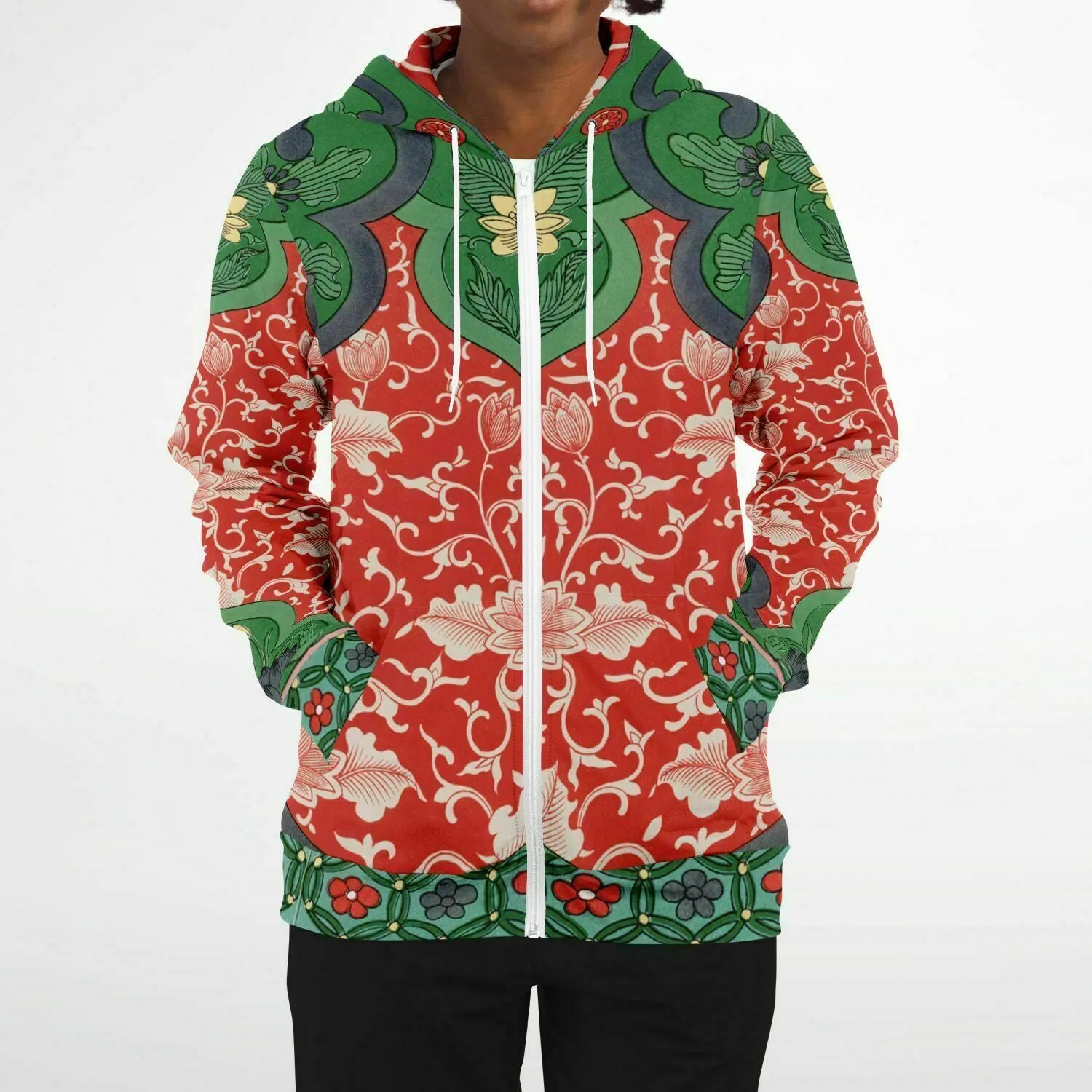 Art Nouveau Zip Hoodie With Vintage Artwork by Owen Jones