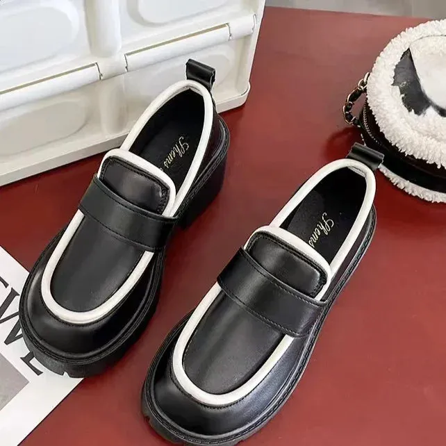 binfenxie  -  Women Summer Black Platform Mary Jane Shoes Women Heels Retro Lolita Shoes Ladies Designer Uniform Shoes Leather Oxfords