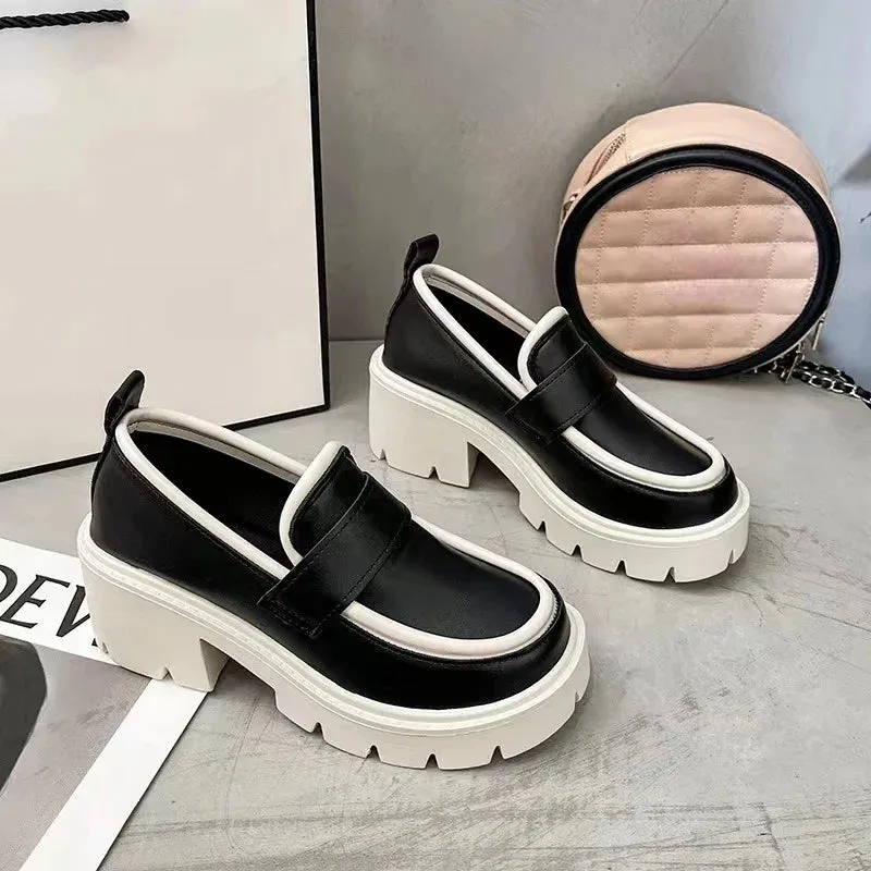 binfenxie  -  Women Summer Black Platform Mary Jane Shoes Women Heels Retro Lolita Shoes Ladies Designer Uniform Shoes Leather Oxfords