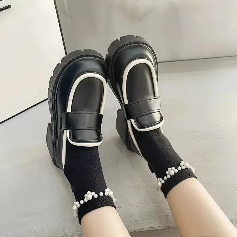 binfenxie  -  Women Summer Black Platform Mary Jane Shoes Women Heels Retro Lolita Shoes Ladies Designer Uniform Shoes Leather Oxfords