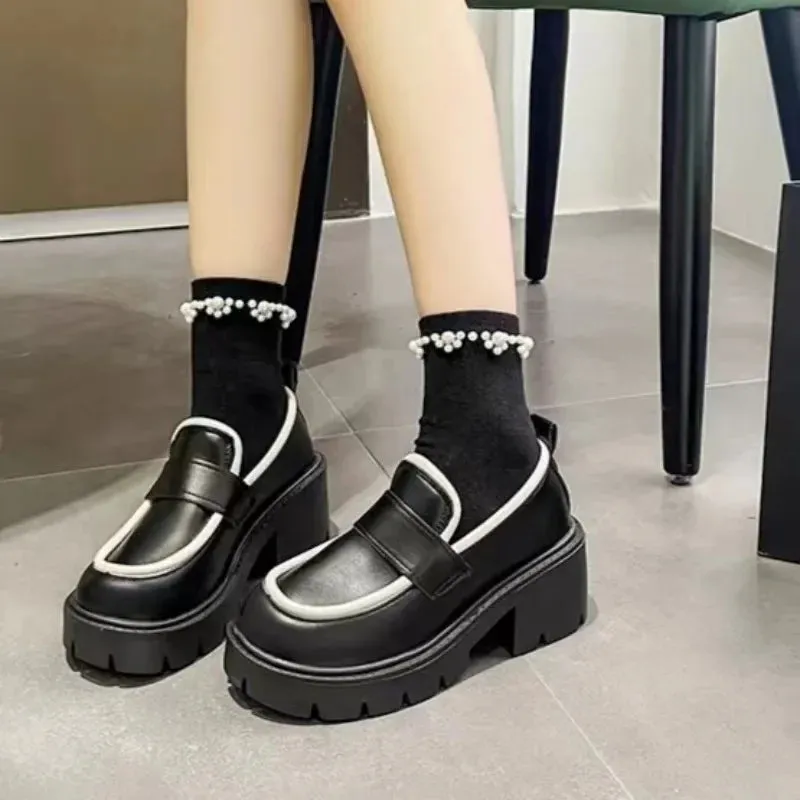 binfenxie  -  Women Summer Black Platform Mary Jane Shoes Women Heels Retro Lolita Shoes Ladies Designer Uniform Shoes Leather Oxfords