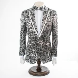 Black and Silver Distressed Metallic 2-Piece Slim-Fit Tuxedo