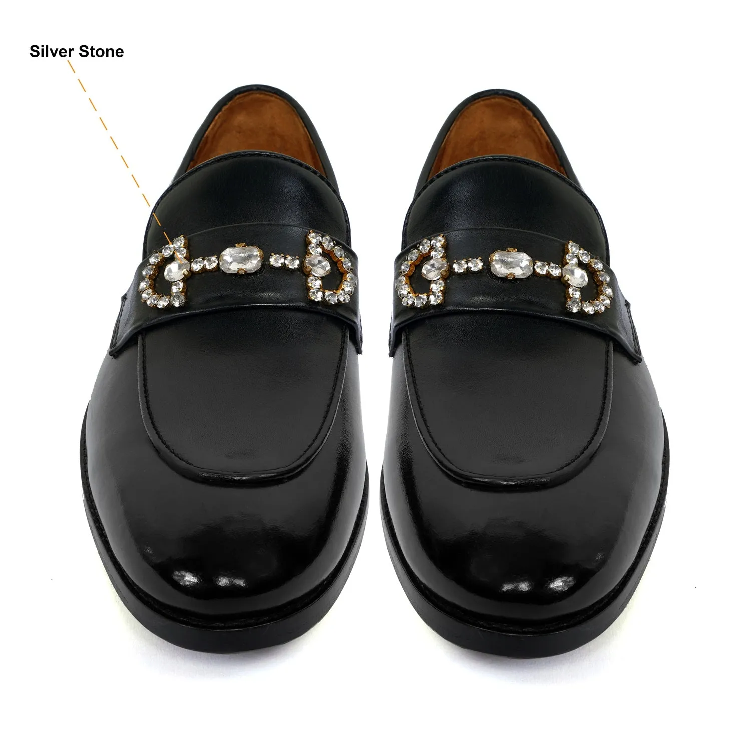 Black Leather With Stone Detailing Men's Loafer