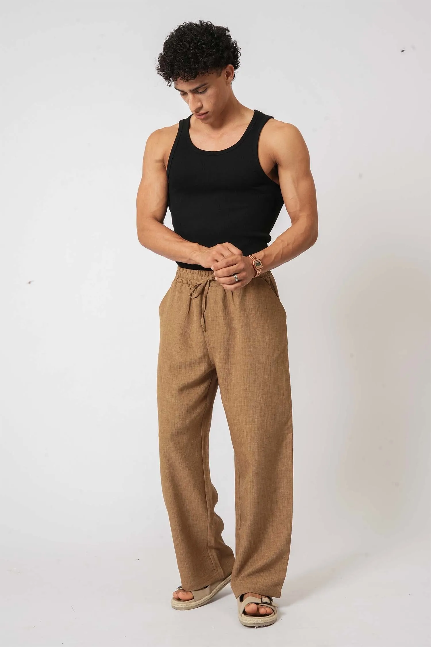 Brown Straight-Fit Pyjama