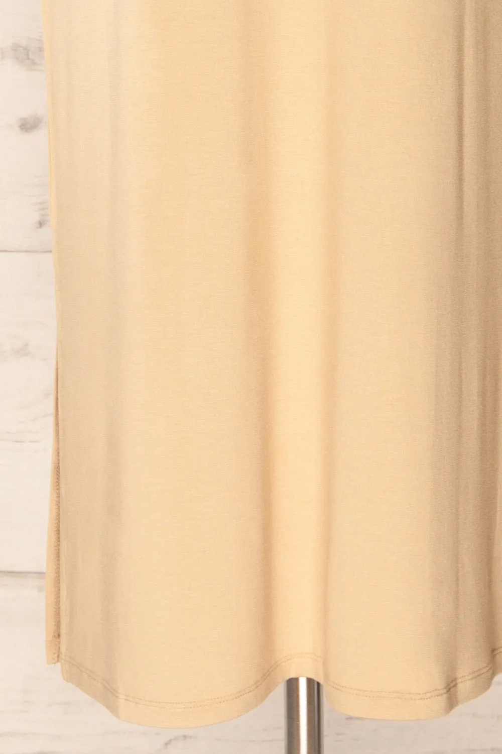 Bucarest Beige | Relaxed Fit Midi Dress w/ Short Sleeves