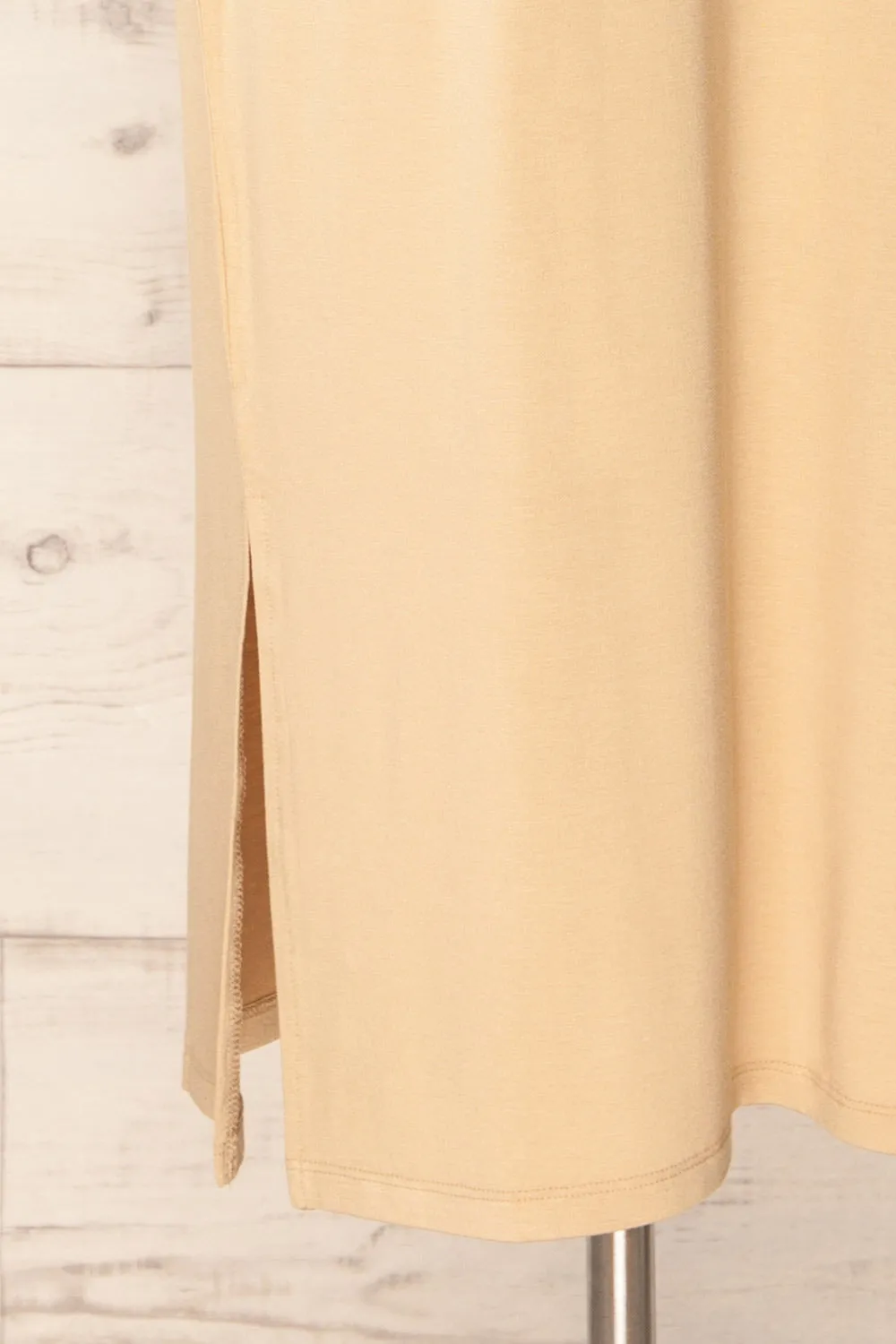 Bucarest Beige | Relaxed Fit Midi Dress w/ Short Sleeves