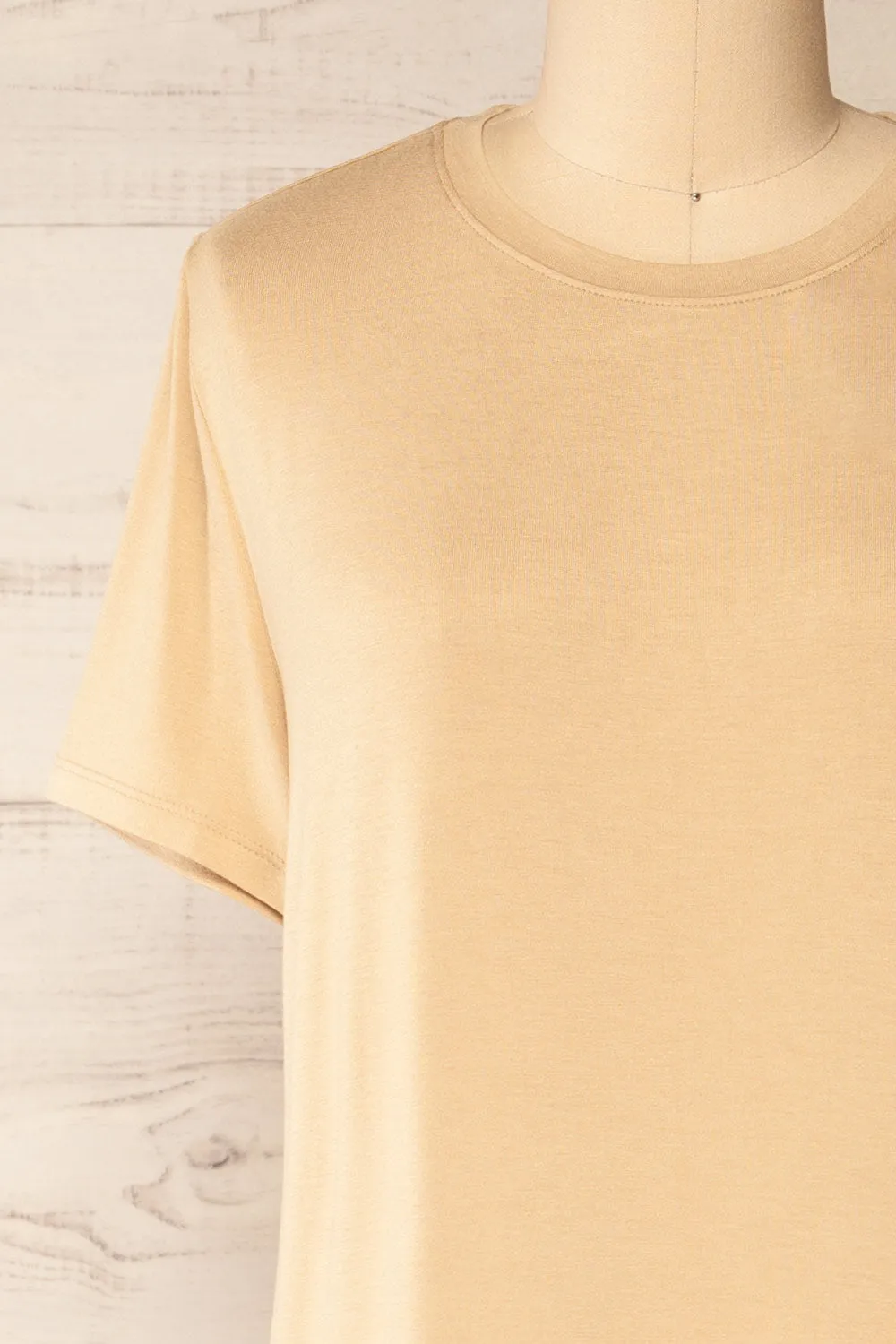Bucarest Beige | Relaxed Fit Midi Dress w/ Short Sleeves