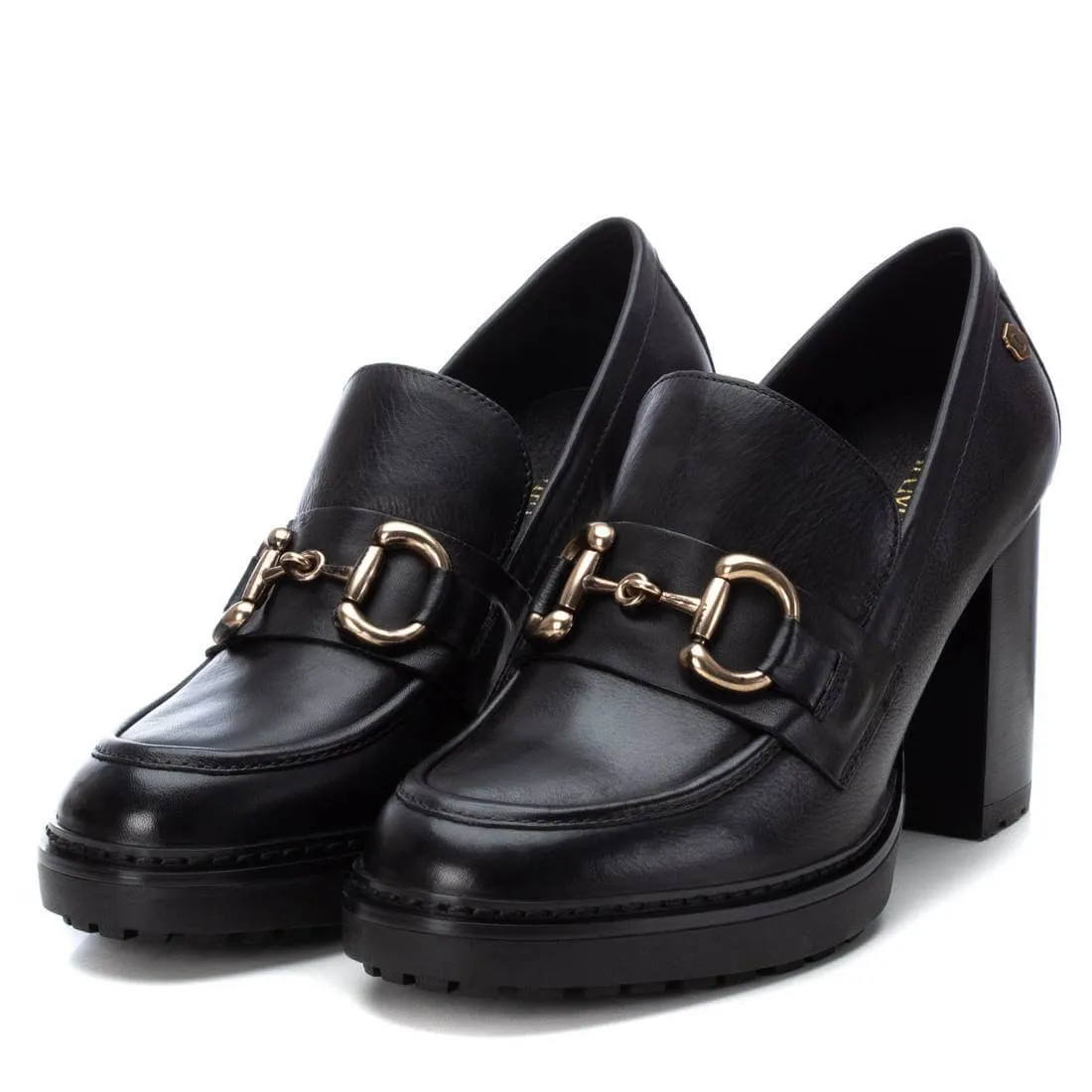 Carmela Black High Heeled Platform Loafers