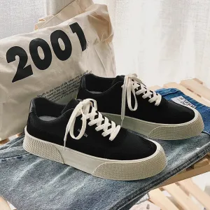 Casual Solid Canvas Sneakers with Thick Bottom for Men, Ideal for Spring and Autumn