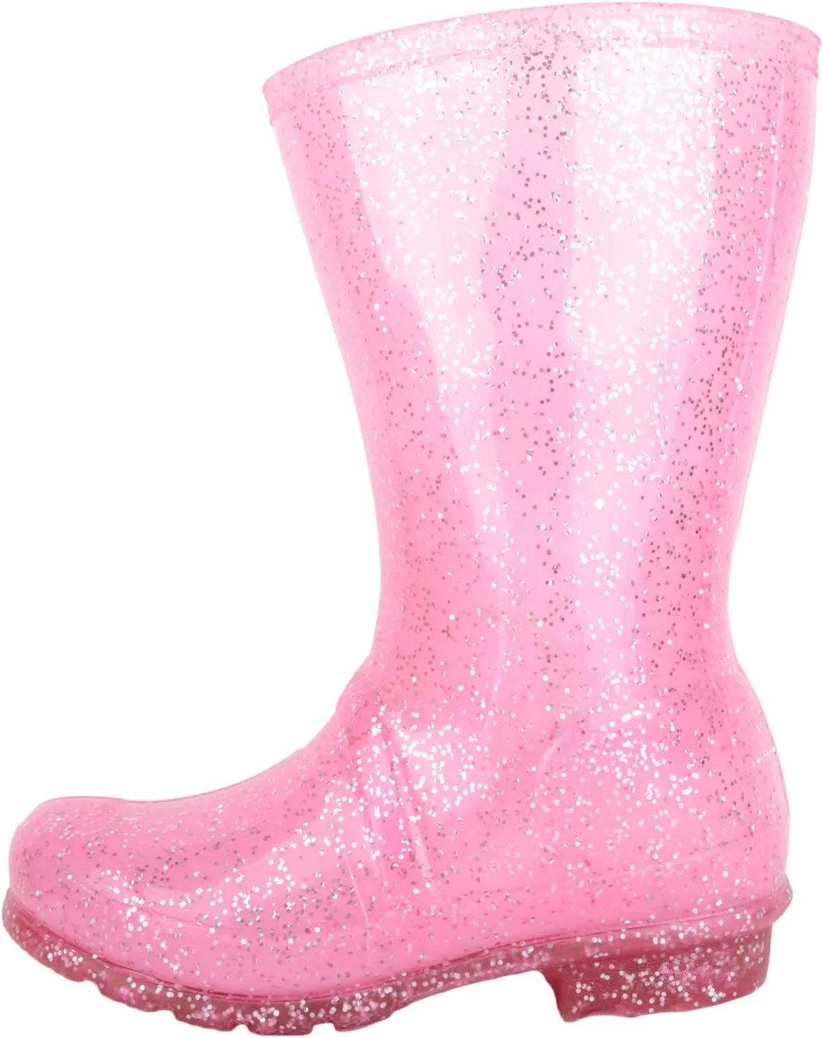 Childrens Kids Girls Easy Slip On Glitter Sparkle Waterproof Rain Snow Welly Wellington Boots