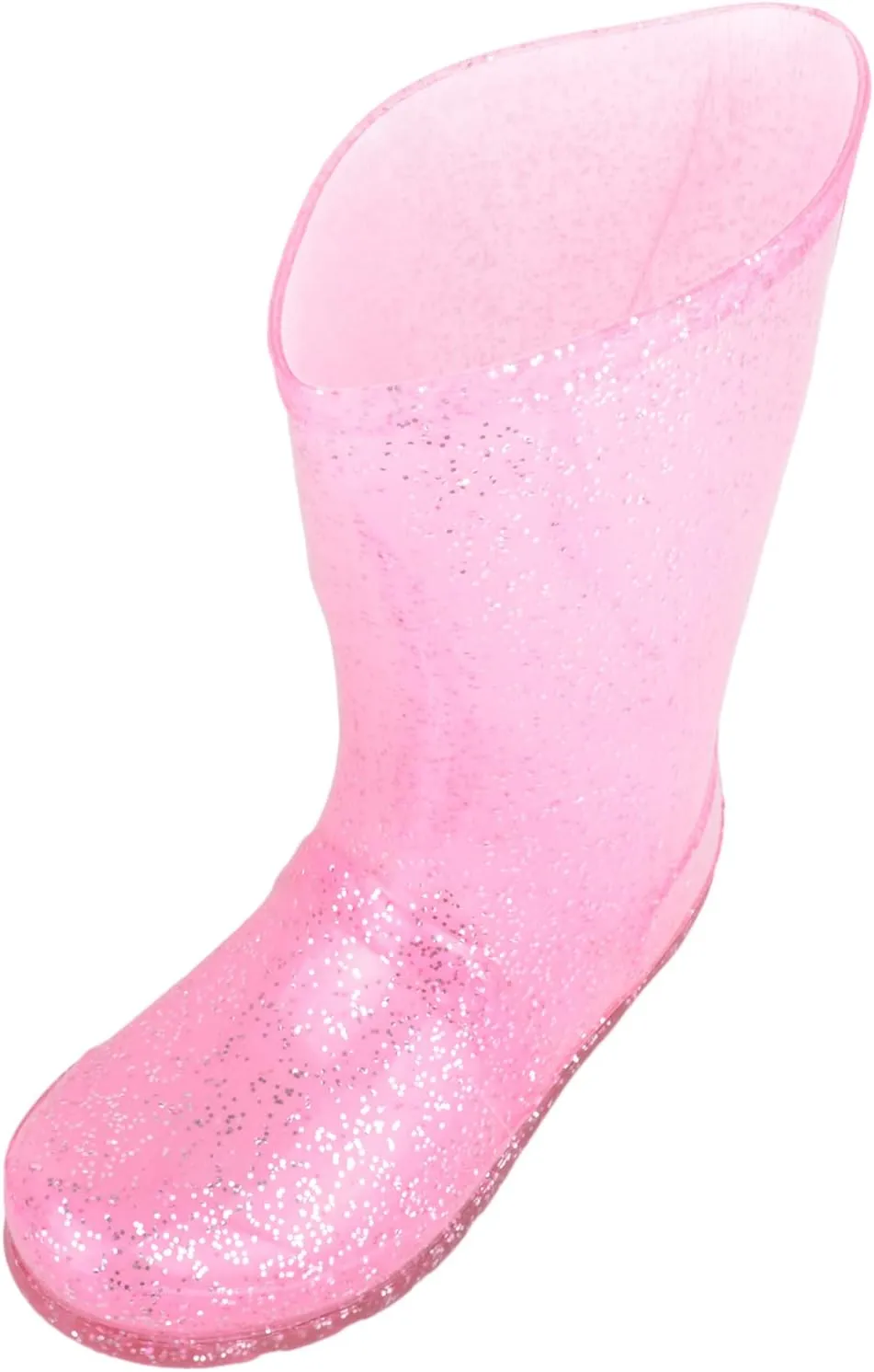 Childrens Kids Girls Easy Slip On Glitter Sparkle Waterproof Rain Snow Welly Wellington Boots