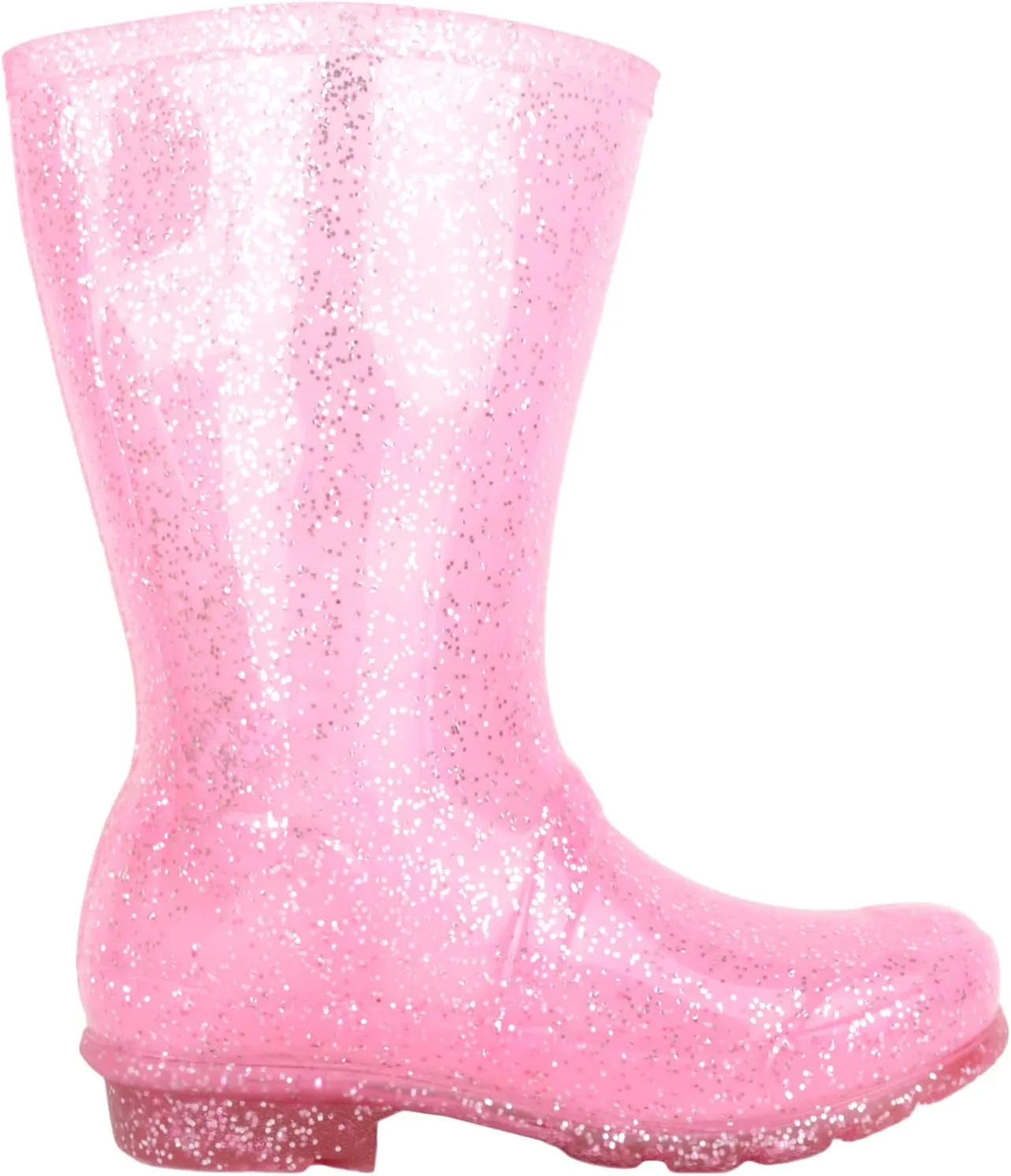 Childrens Kids Girls Easy Slip On Glitter Sparkle Waterproof Rain Snow Welly Wellington Boots