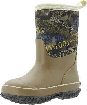 CNSBOR Kids Waterproof Insulated Rubber Neoprene Rain Boots with Easy on Rainboot for Youth