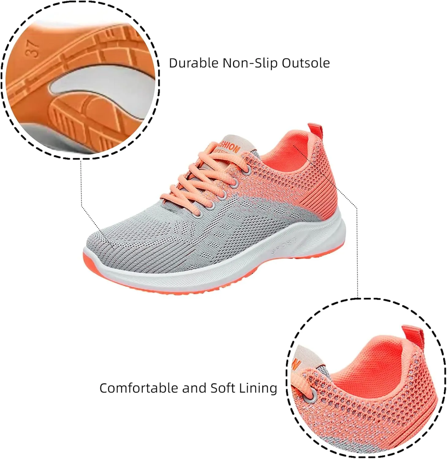 Comfortwear Ortho Shoes for Women Lightweight Slip On Running Walking Shoes Athletic Fashion Training Sneakers