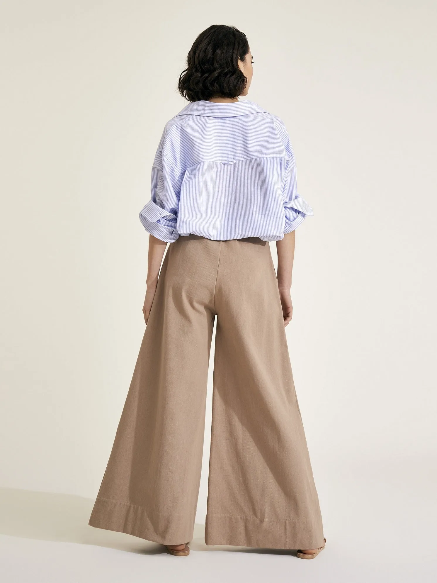 DELIA - Blue and White Stripe Linen Weave Shirt
