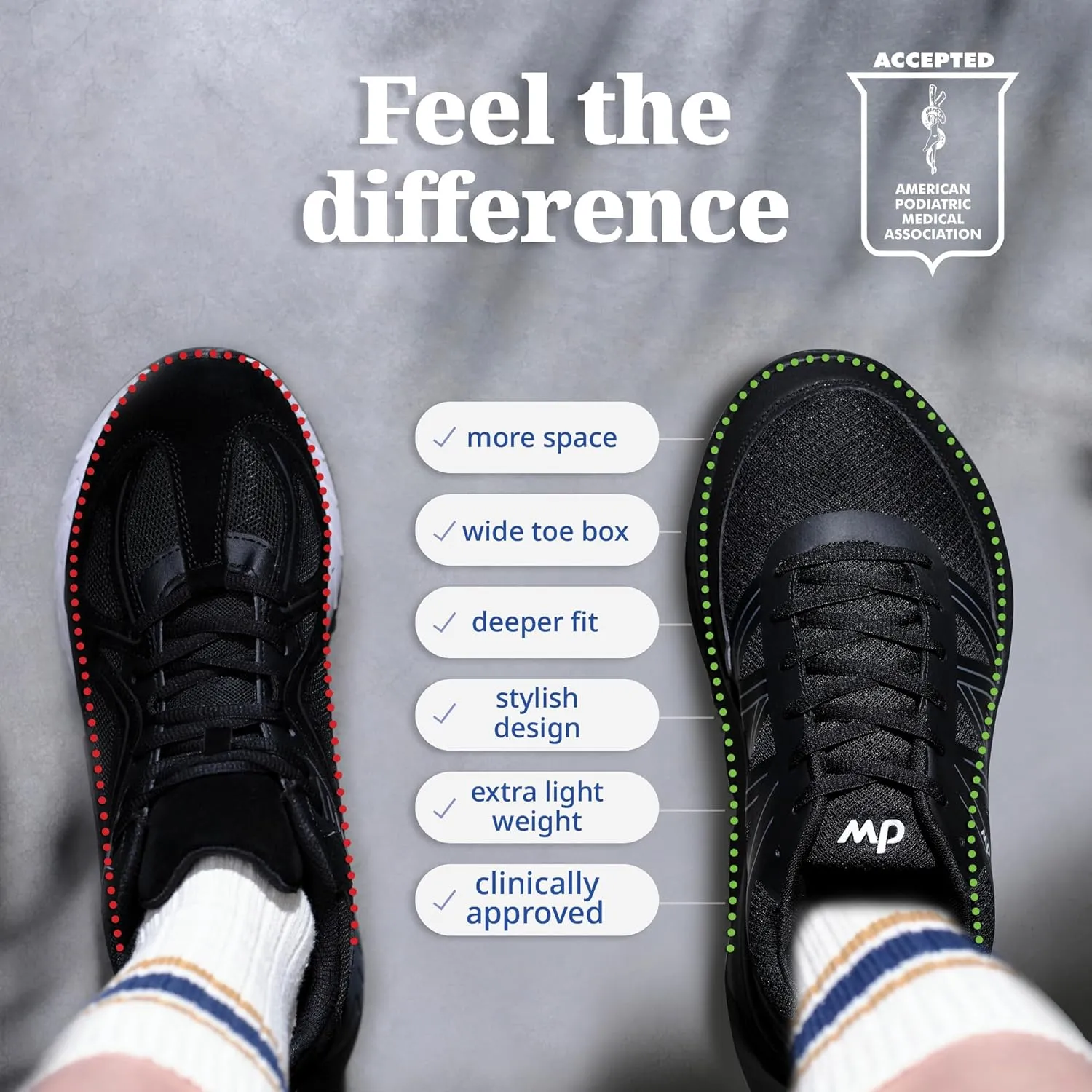 diawin Wide Shoes for Men  Wide Toe Box, Smooth Interior, Breathable Design, Extra Depth  Perfect for Hallux, Sensitive, Swollen, or Diabetic Feet, Lightweight Shoes