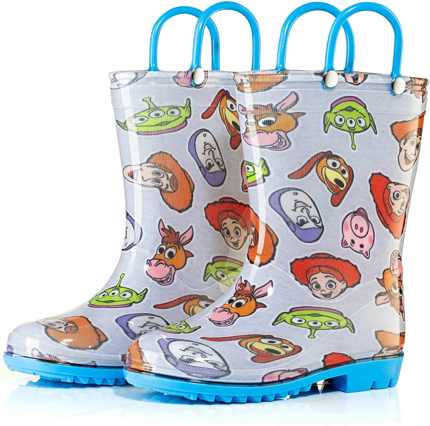 Disney Toy Story Kids' Waterproof PVC Rain Boots  Featuring Buzz Lightyear & Woody  Easy-On Handles  Toddler/Little Kid
