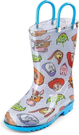 Disney Toy Story Kids' Waterproof PVC Rain Boots  Featuring Buzz Lightyear & Woody  Easy-On Handles  Toddler/Little Kid