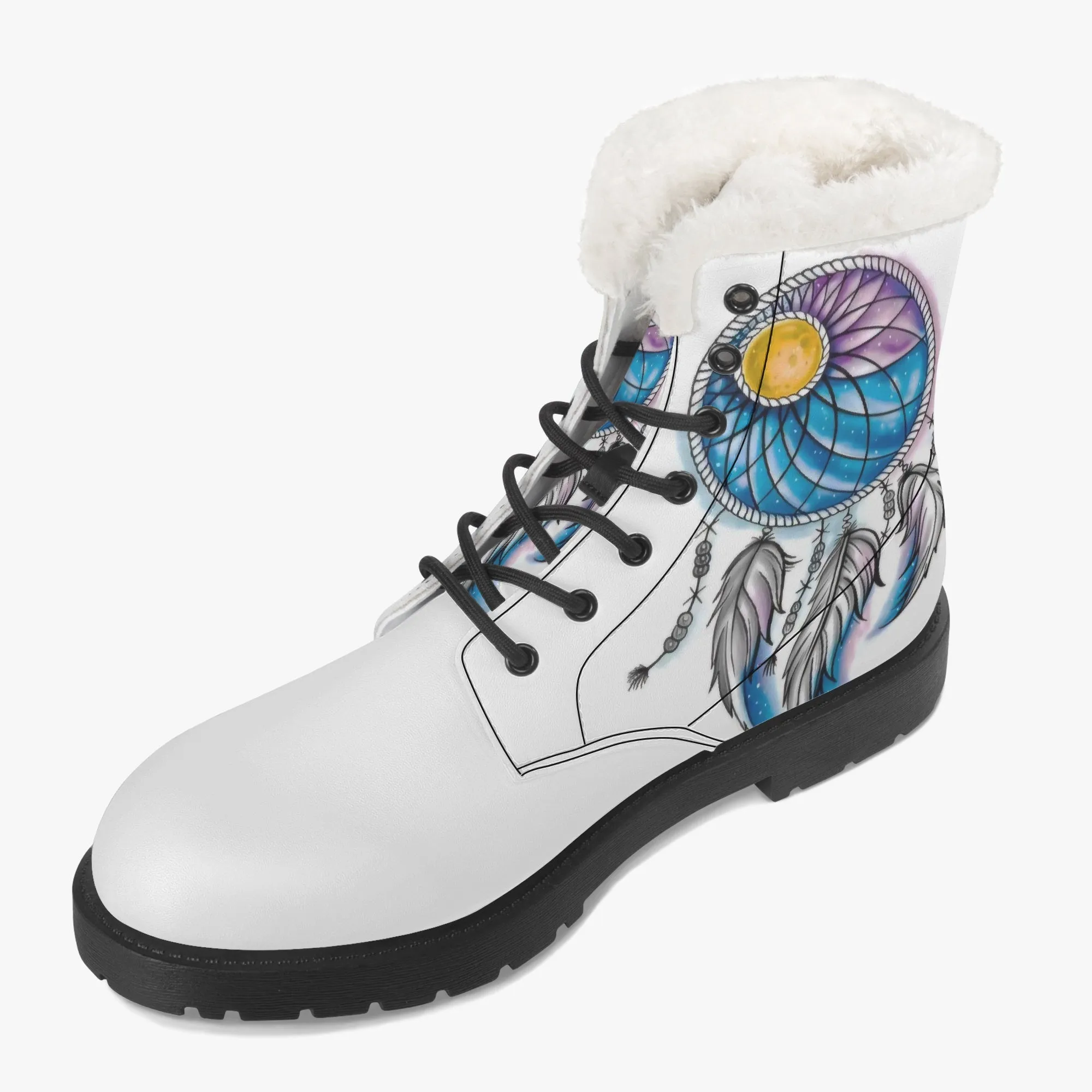 Dream Catcher Faux Fur Leather Boots