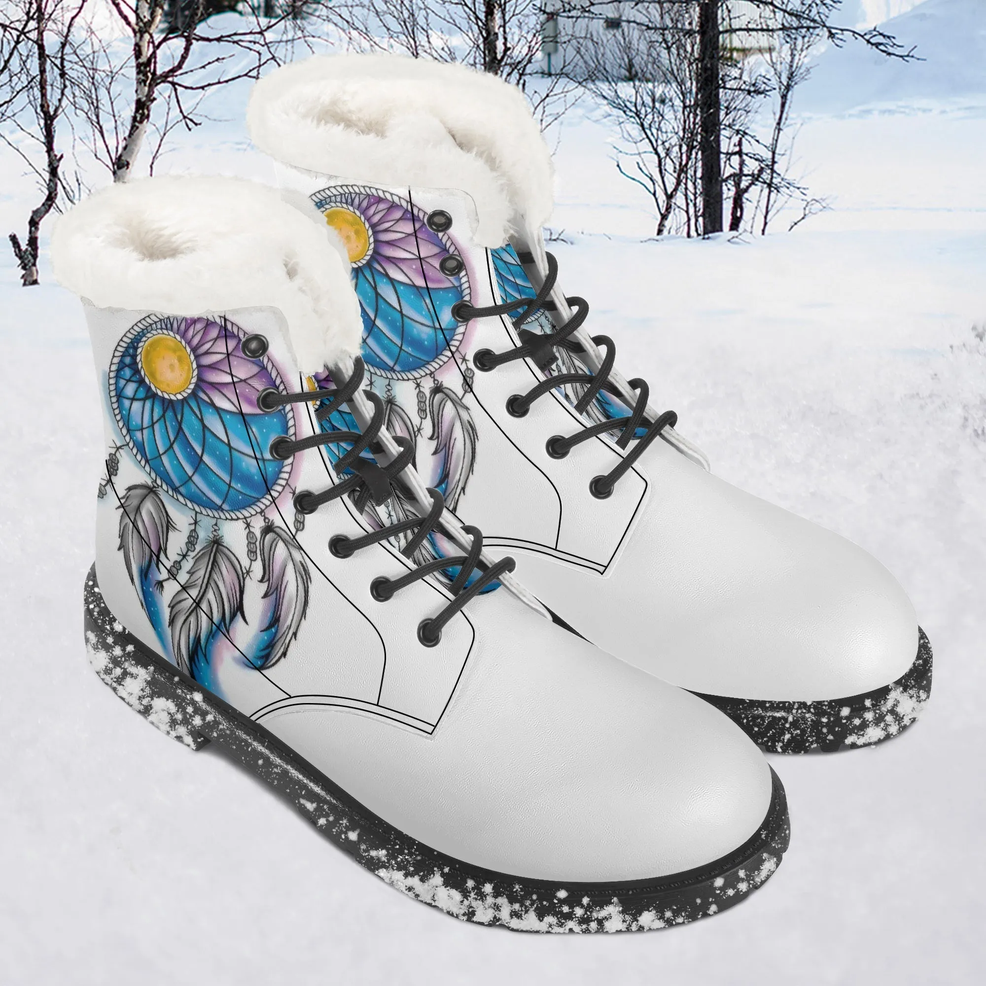Dream Catcher Faux Fur Leather Boots