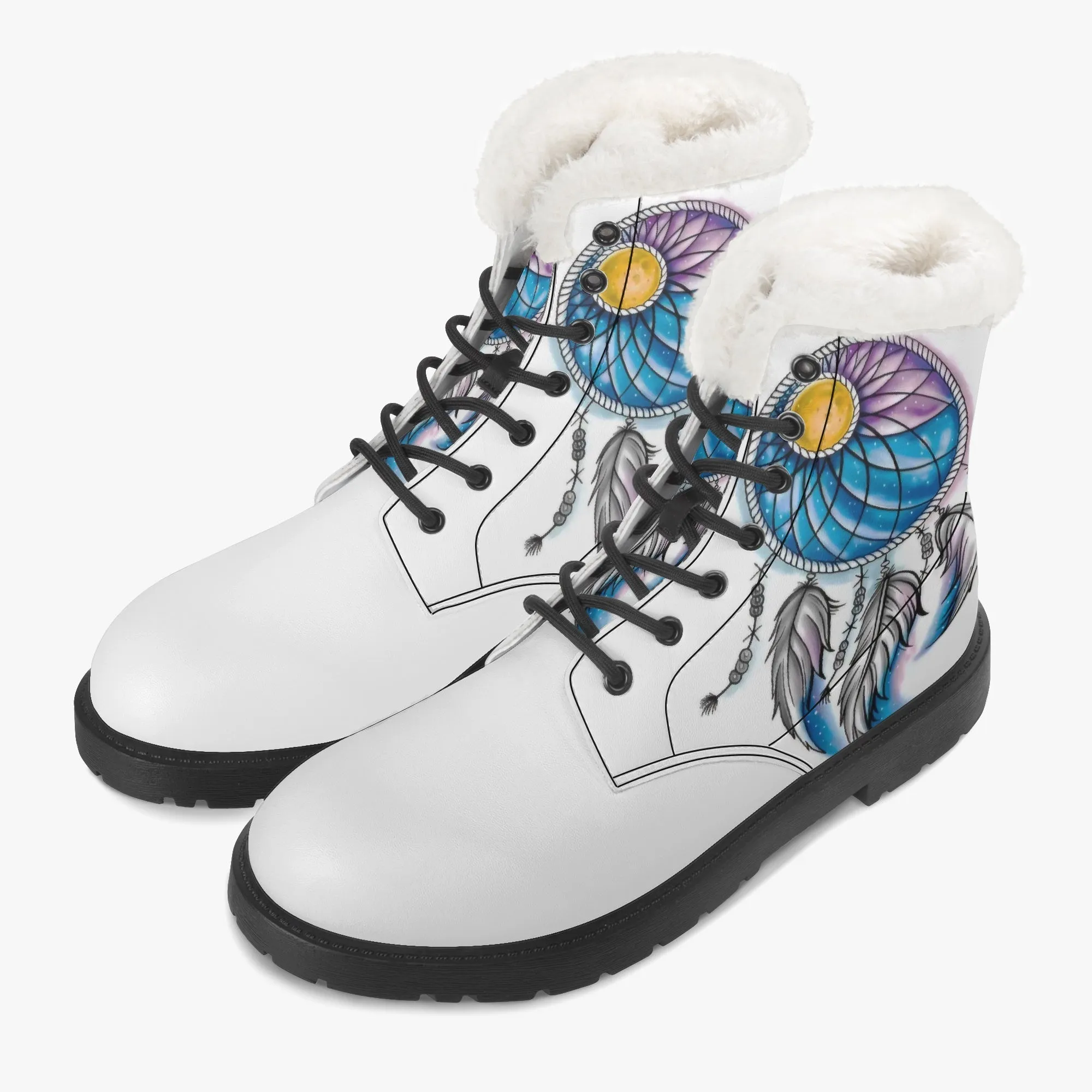 Dream Catcher Faux Fur Leather Boots
