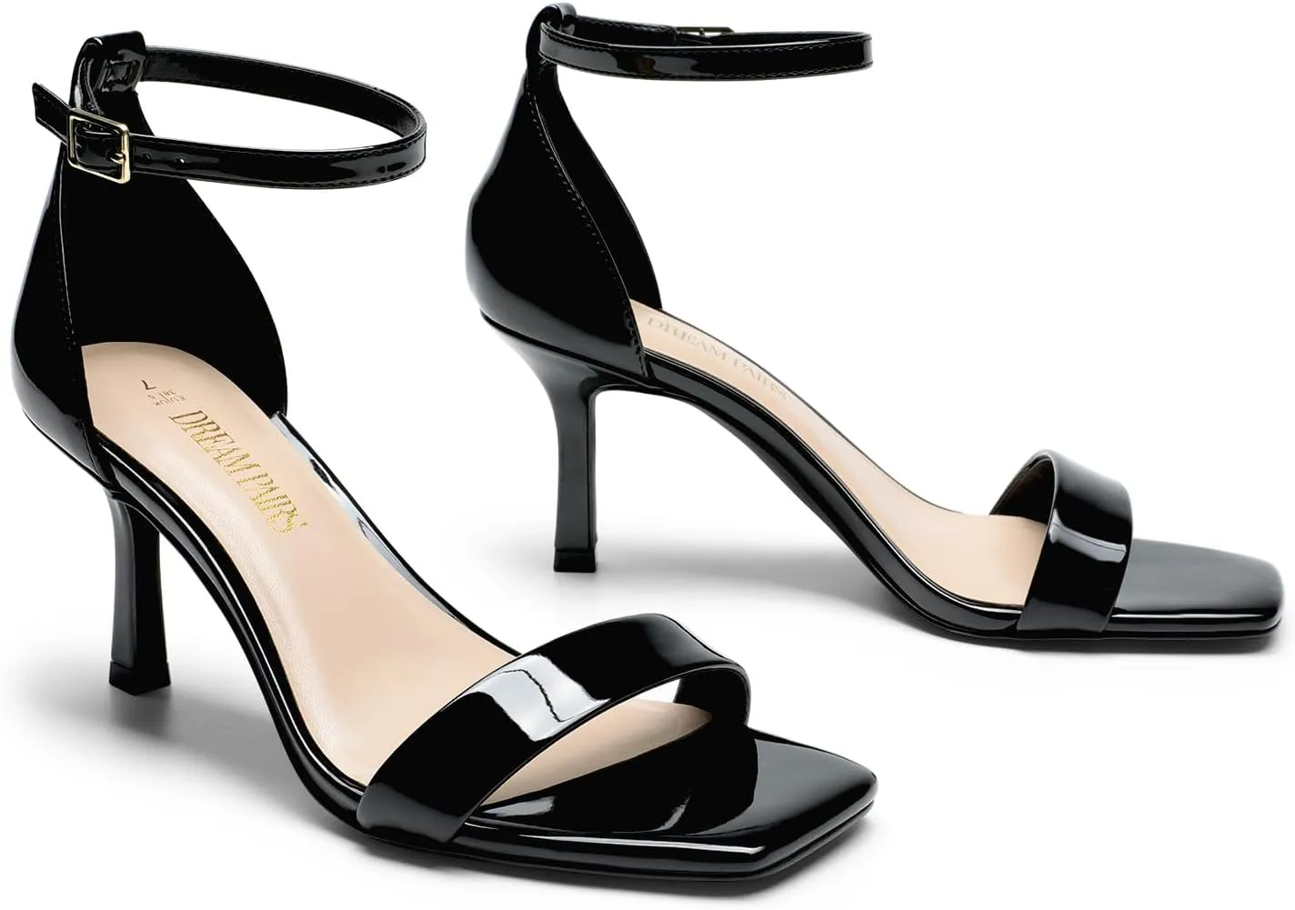 DREAM PAIRS Women's High Stilettos Open Square Toe Ankle Strap Heels Sexy Fashion Comfort Dress Shoes Wedding Bridal Pumps Heeled Sandals