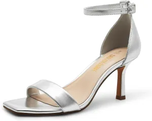 DREAM PAIRS Women's High Stilettos Open Square Toe Ankle Strap Heels Sexy Fashion Comfort Dress Shoes Wedding Bridal Pumps Heeled Sandals