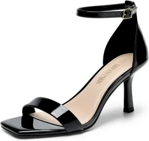 DREAM PAIRS Women's High Stilettos Open Square Toe Ankle Strap Heels Sexy Fashion Comfort Dress Shoes Wedding Bridal Pumps Heeled Sandals