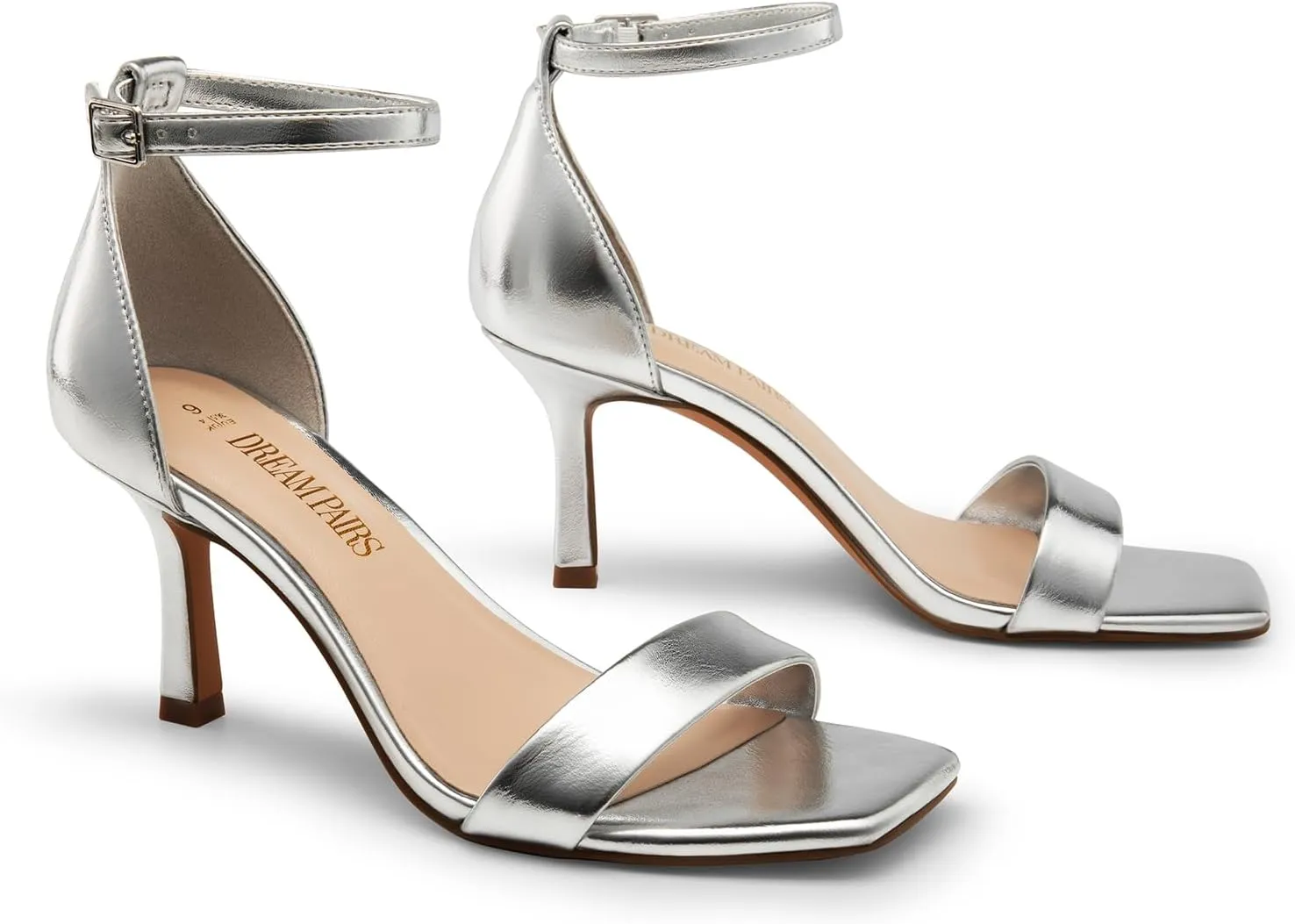 DREAM PAIRS Women's High Stilettos Open Square Toe Ankle Strap Heels Sexy Fashion Comfort Dress Shoes Wedding Bridal Pumps Heeled Sandals