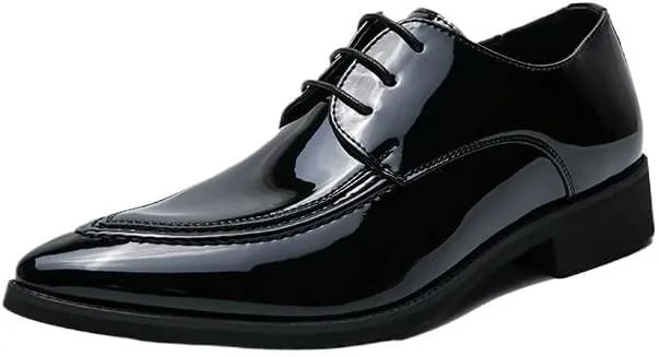 Dress Shoes for Men's Classic Lace Up Casual Brogue Top-Grain Leather Casual Business Heel Non Slip Anti-Slip Low Top Rubber Sole Dress