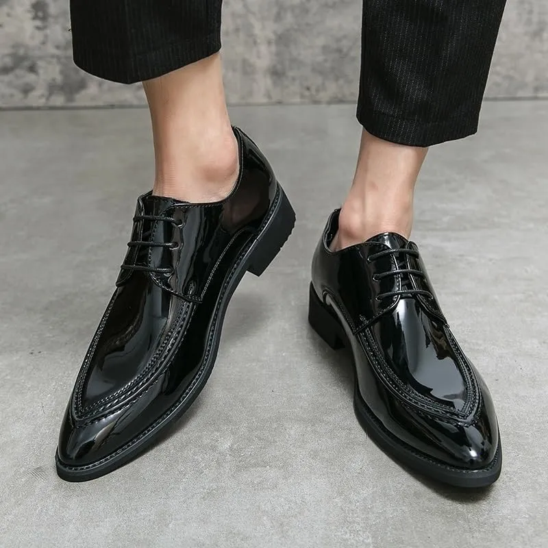 Dress Shoes for Men's Classic Lace Up Casual Brogue Top-Grain Leather Casual Business Heel Non Slip Anti-Slip Low Top Rubber Sole Dress