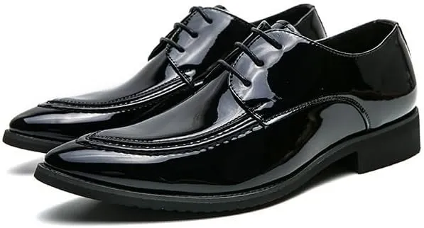 Dress Shoes for Men's Classic Lace Up Casual Brogue Top-Grain Leather Casual Business Heel Non Slip Anti-Slip Low Top Rubber Sole Dress