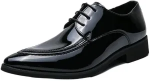 Dress Shoes for Men's Classic Lace Up Casual Brogue Top-Grain Leather Casual Business Heel Non Slip Anti-Slip Low Top Rubber Sole Dress