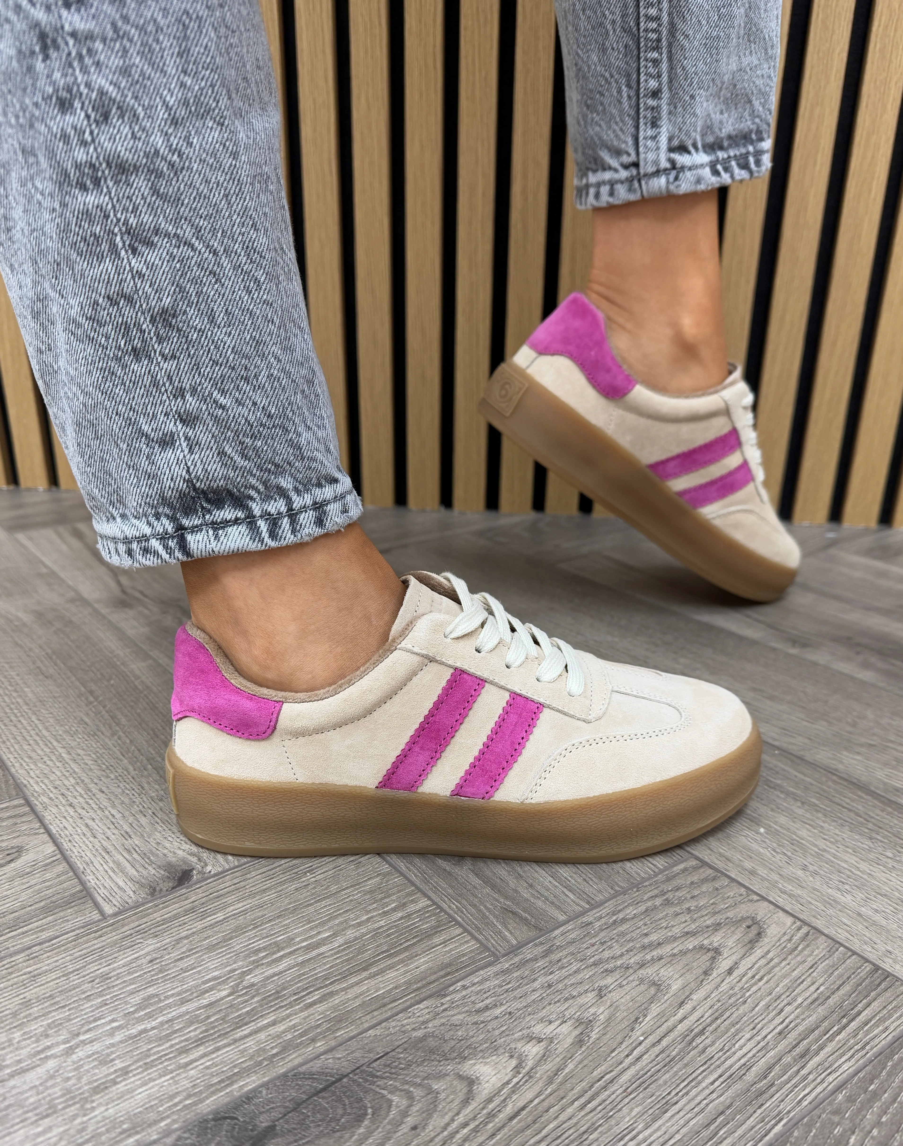 Drilleys (SS25) ‘Fifty’ Trainer With Flatform Gum Sole - Antique Cherry (D1)