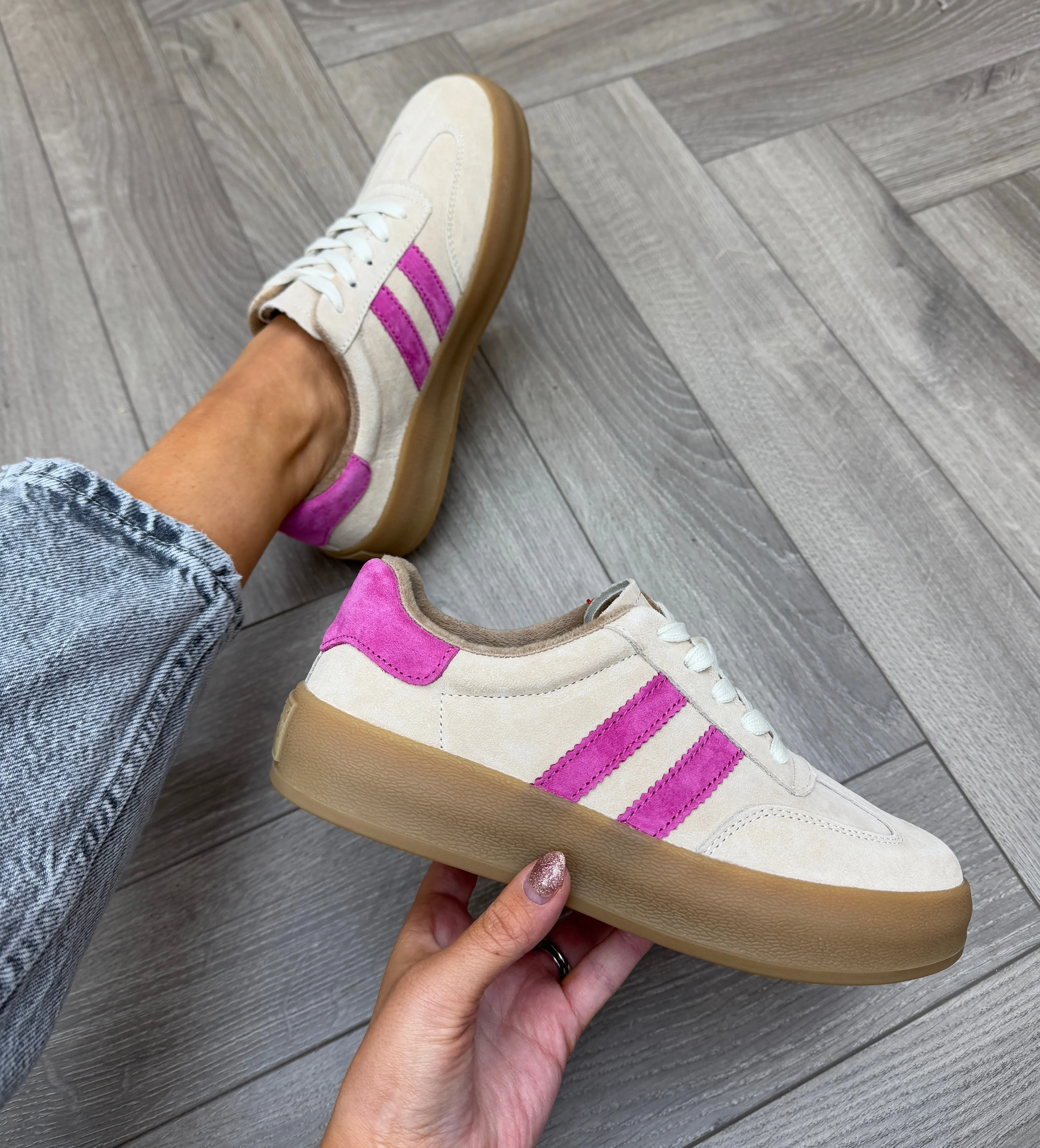 Drilleys (SS25) ‘Fifty’ Trainer With Flatform Gum Sole - Antique Cherry (D1)