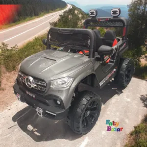 Electric Rechargeable Ride on Jeep for Kids with, Double Motor, Music System and Double Battery Operated Kids Jeep to Drive - Grey