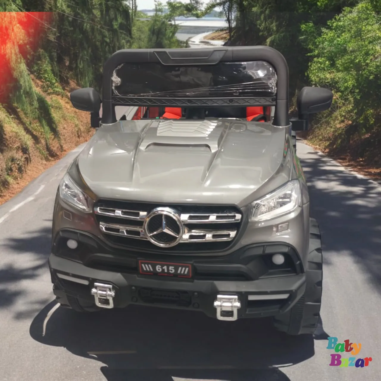 Electric Rechargeable Ride on Jeep for Kids with, Double Motor, Music System and Double Battery Operated Kids Jeep to Drive - Grey