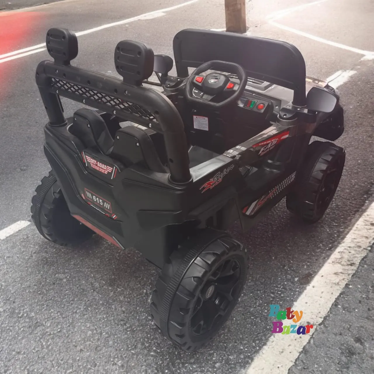 Electric Rechargeable Ride on Jeep for Kids with, Double Motor, Music System and Double Battery Operated Kids Jeep to Drive - Grey