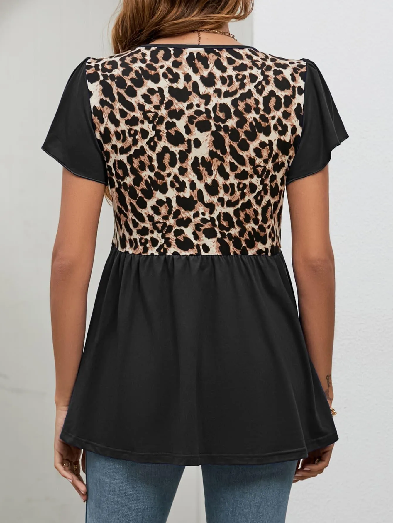 Embrace Feminity Leopard Baby Doll Blouse