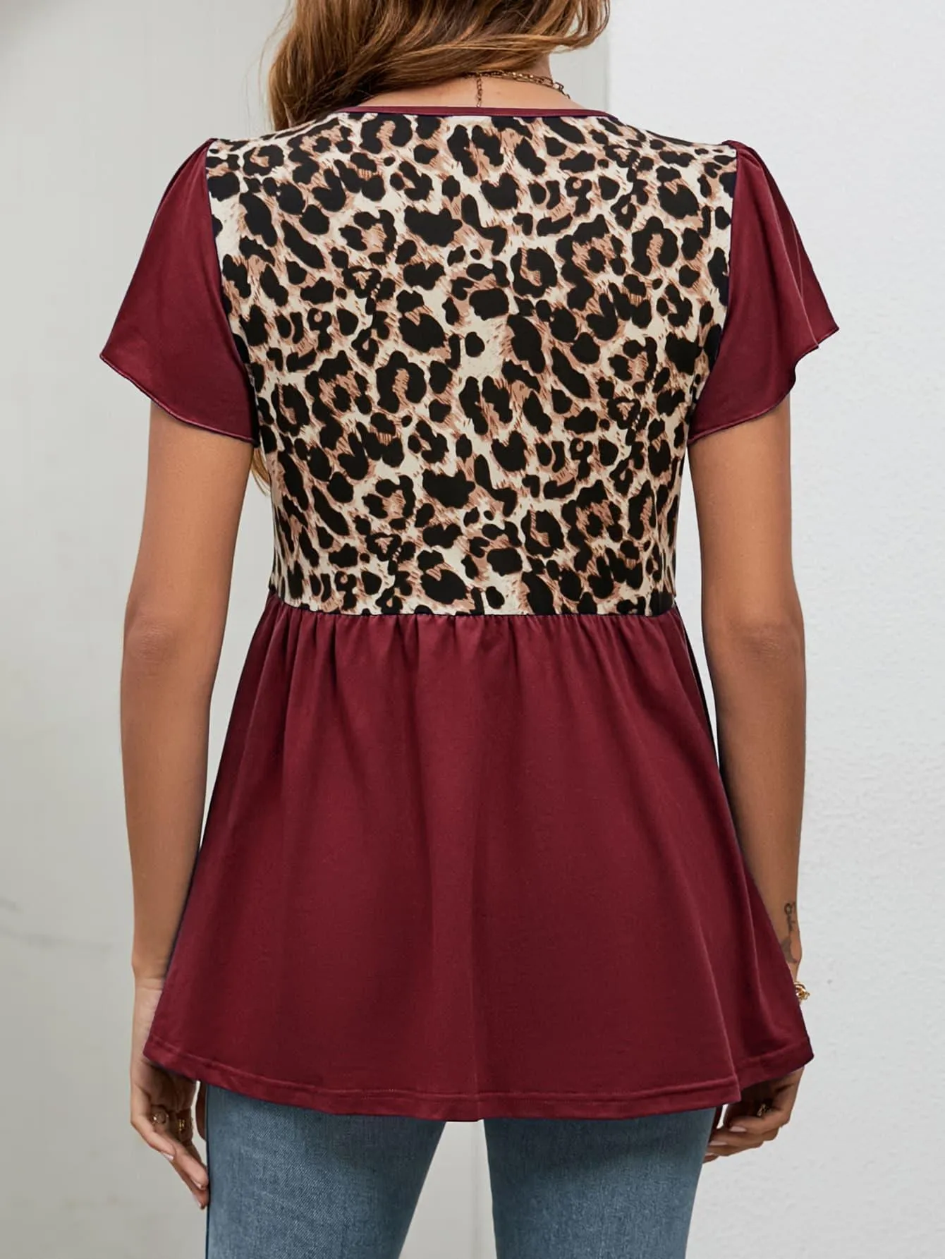 Embrace Feminity Leopard Baby Doll Blouse