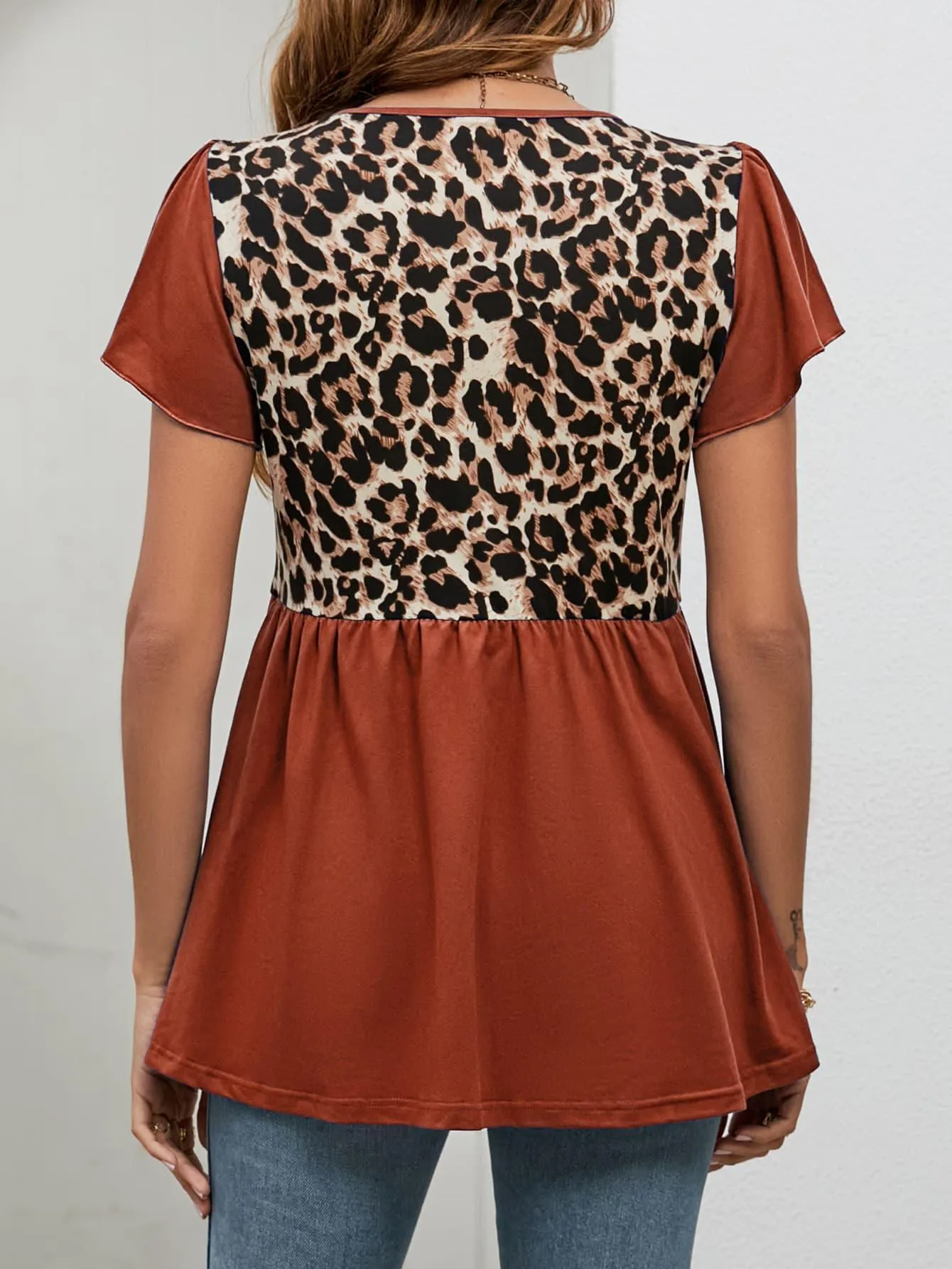Embrace Feminity Leopard Baby Doll Blouse